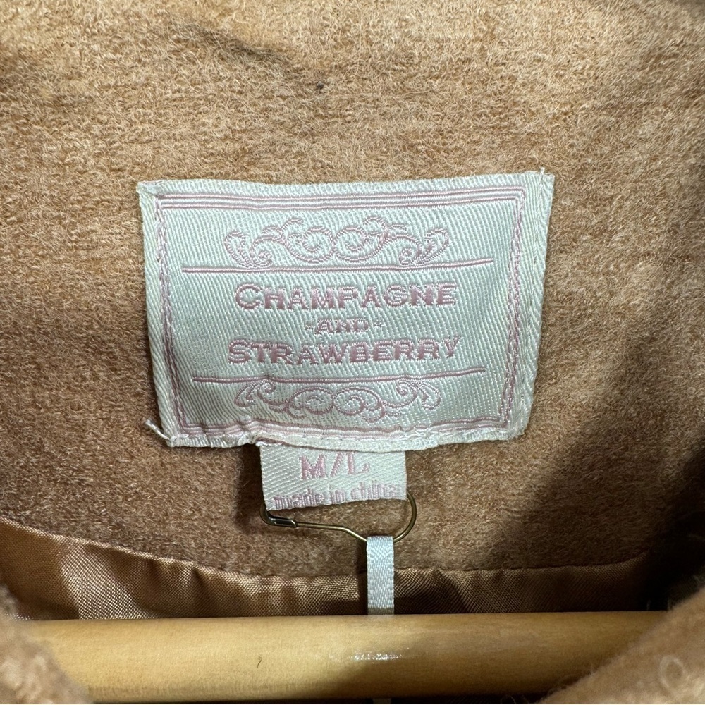 Tan Poncho with Blue Maroon & Yellow Floral Embroidery Champagne and Strawberry - Picture 9 of 10